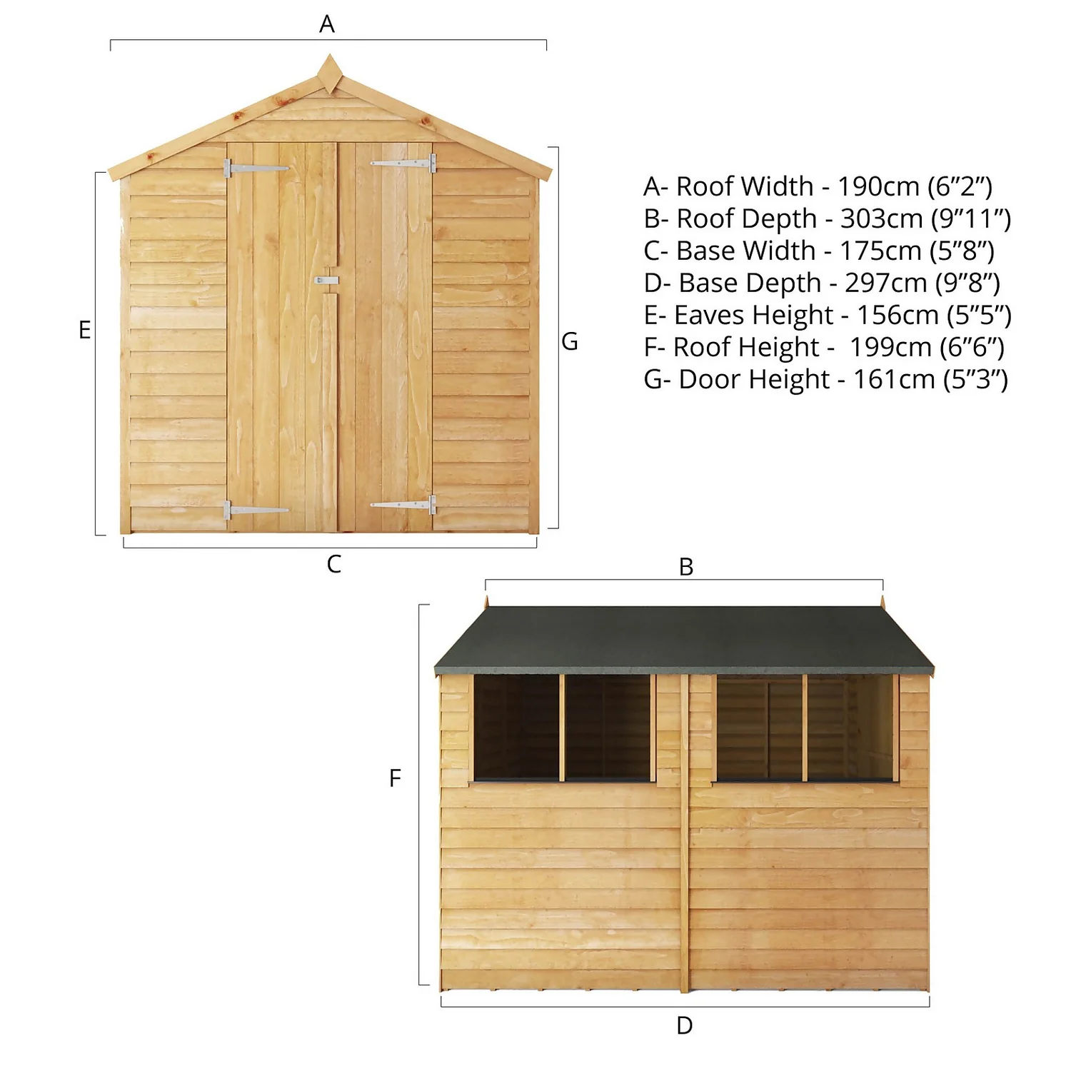Mercia 10 X 6ft Overlap Double Door Apex Shed - Image 9