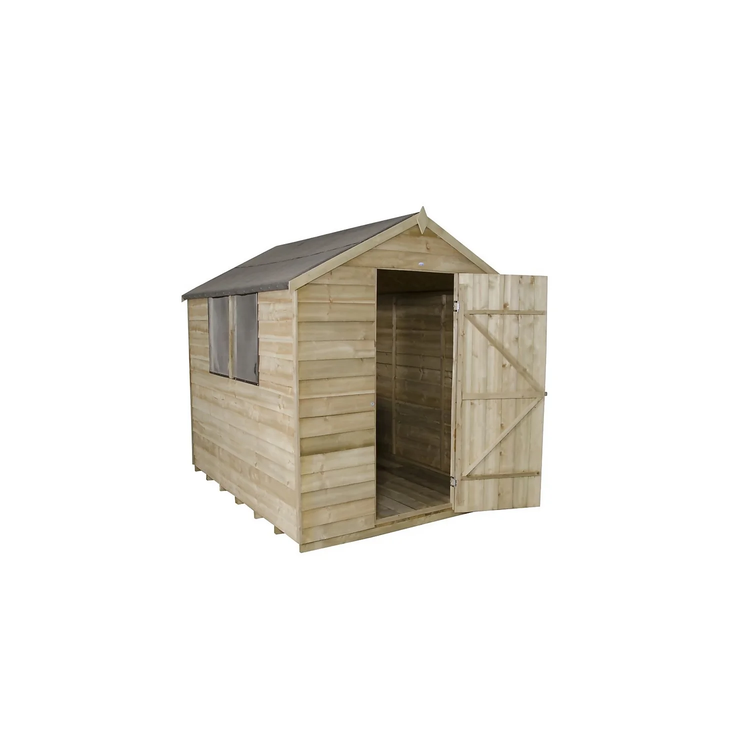 8x6ft Forest Natural Timber Overlap Apex Pressure Treated Wooden Shed - Image 3