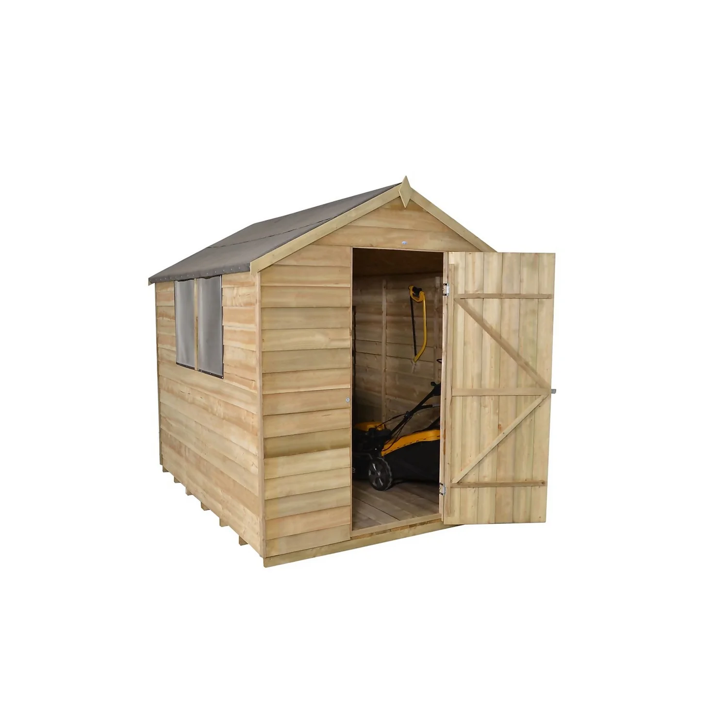 8x6ft Forest Natural Timber Overlap Apex Pressure Treated Wooden Shed - Image 4