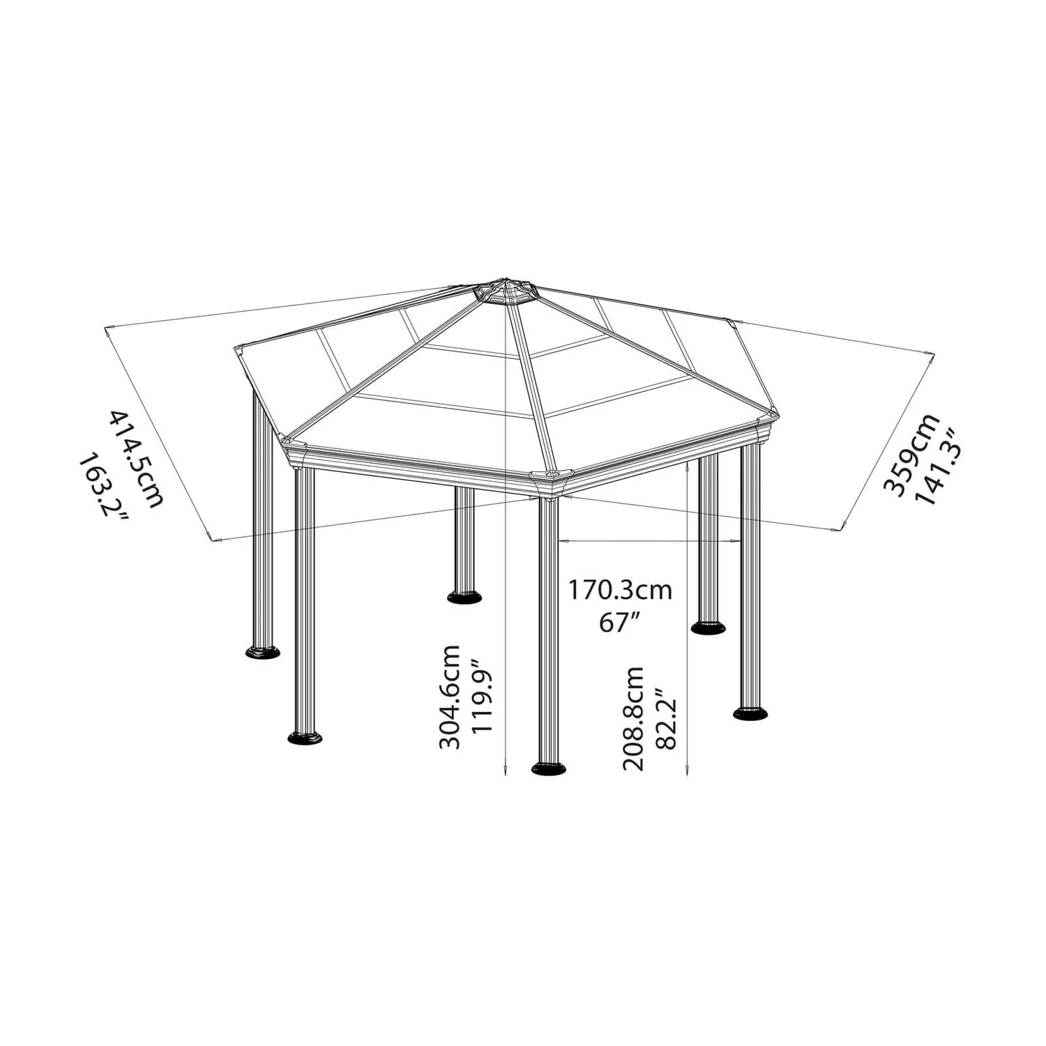 Palram - Canopia Roma Hexagonal Garden Gazebo Grey - Image 7