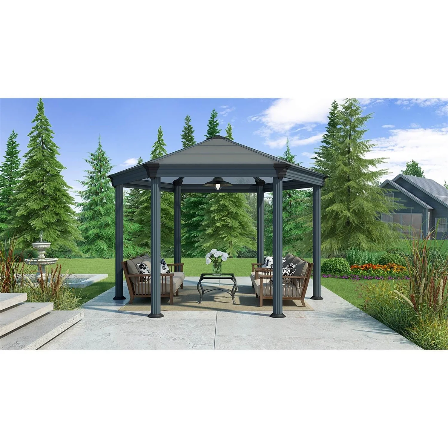 Palram - Canopia Roma Hexagonal Garden Gazebo Grey