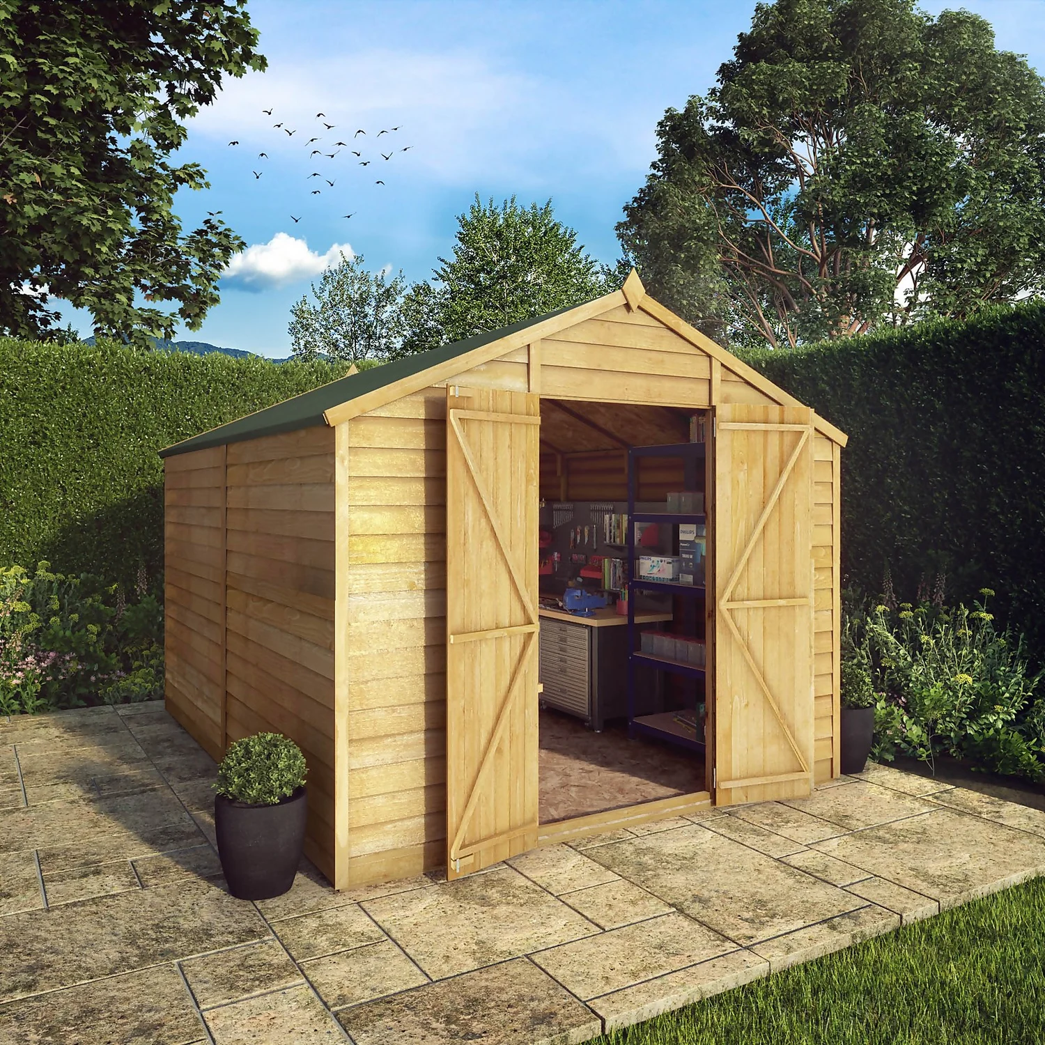 Mercia 10 X 8ft Overlap Double Door Apex Windowless Shed - Image 2