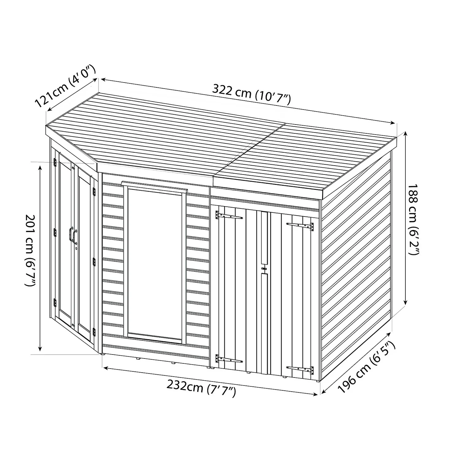 Mercia 11 X 7ft Summerhouse With Side Shed - Image 10