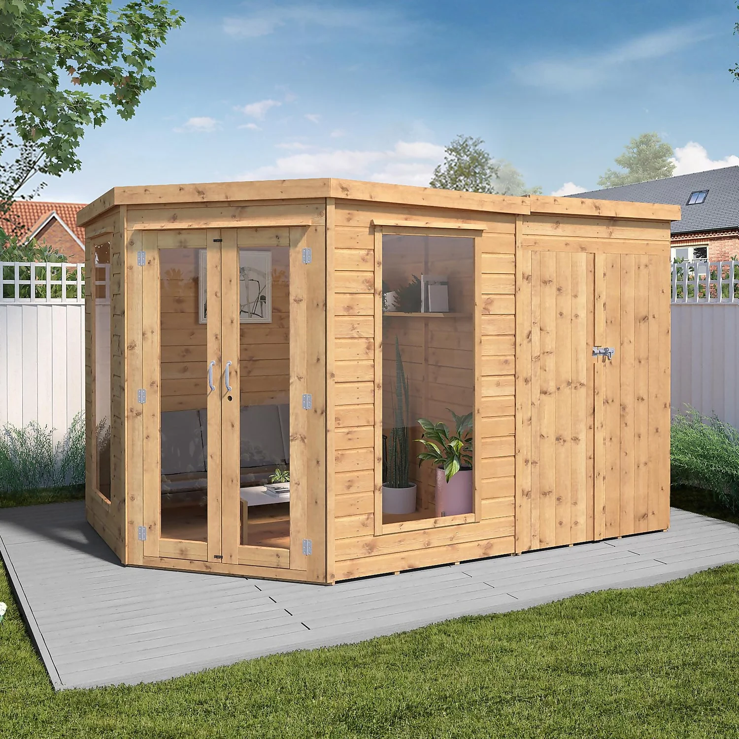 Mercia 11 X 7ft Summerhouse With Side Shed - Image 2