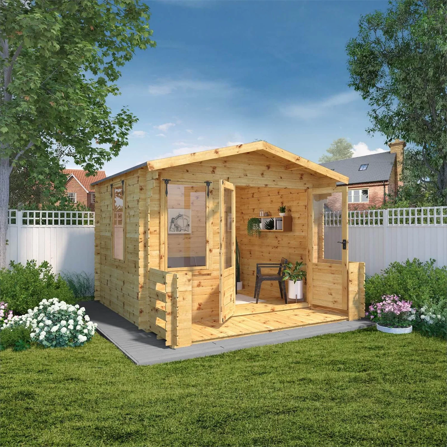 Mercia (Installation Included) 3.3x3.7m Sherwood 19mm Log Cabin With Veranda - Image 3