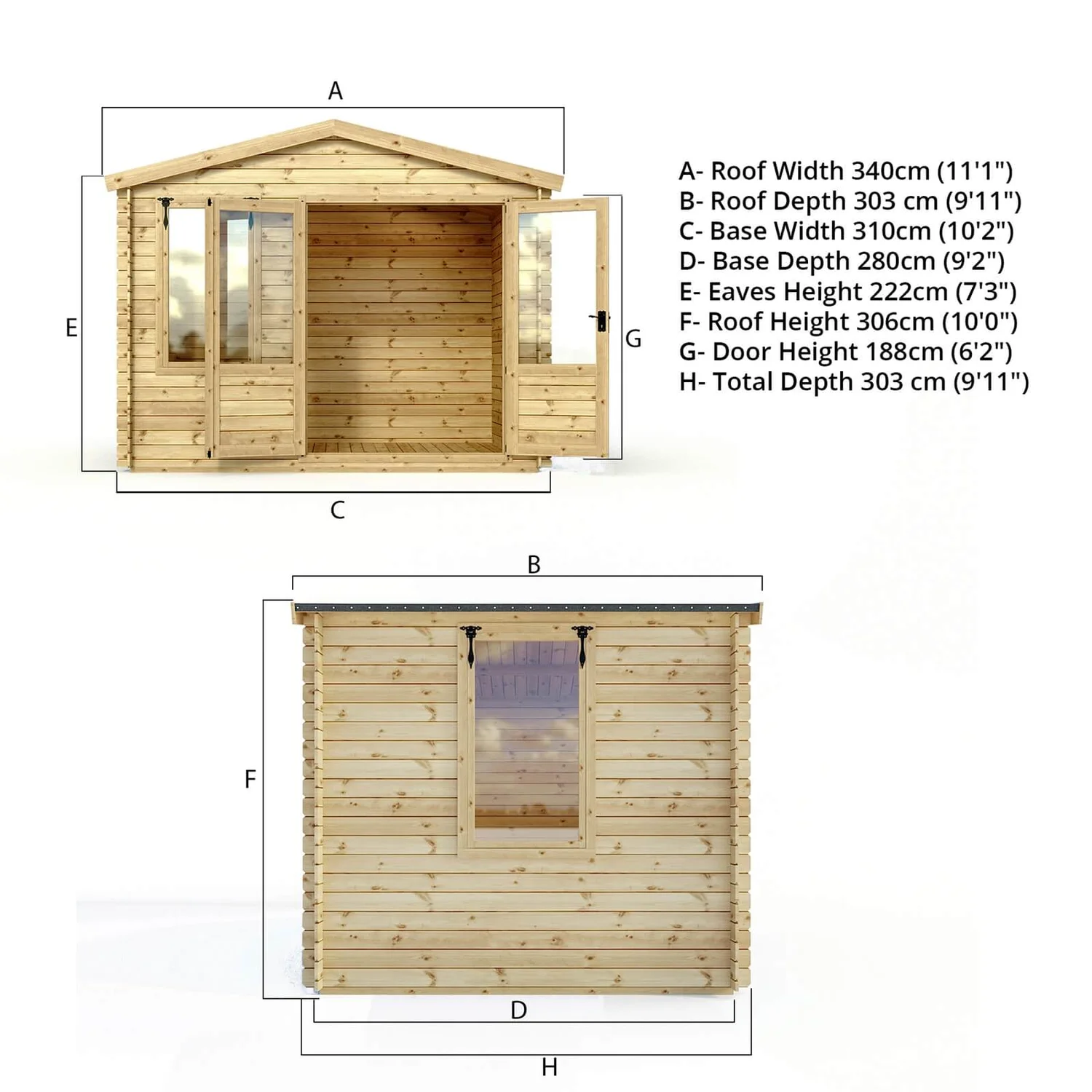 Mercia (Installation Included) 3x3.3m Sherwood 19mm Log Cabin - Image 9