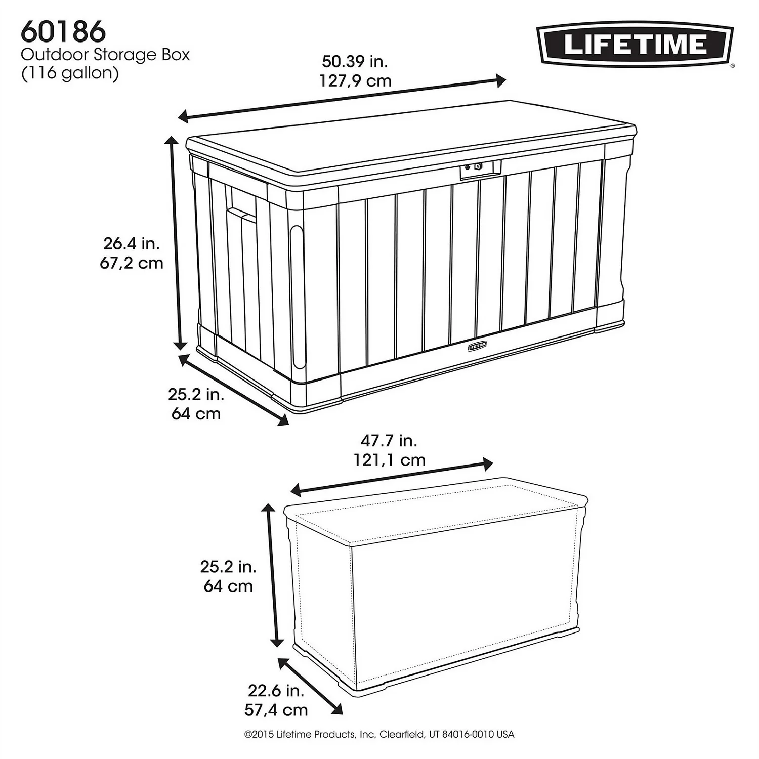 Lifetime Outdoor Plastic Garden Storage Box - 439 Litres - Image 7