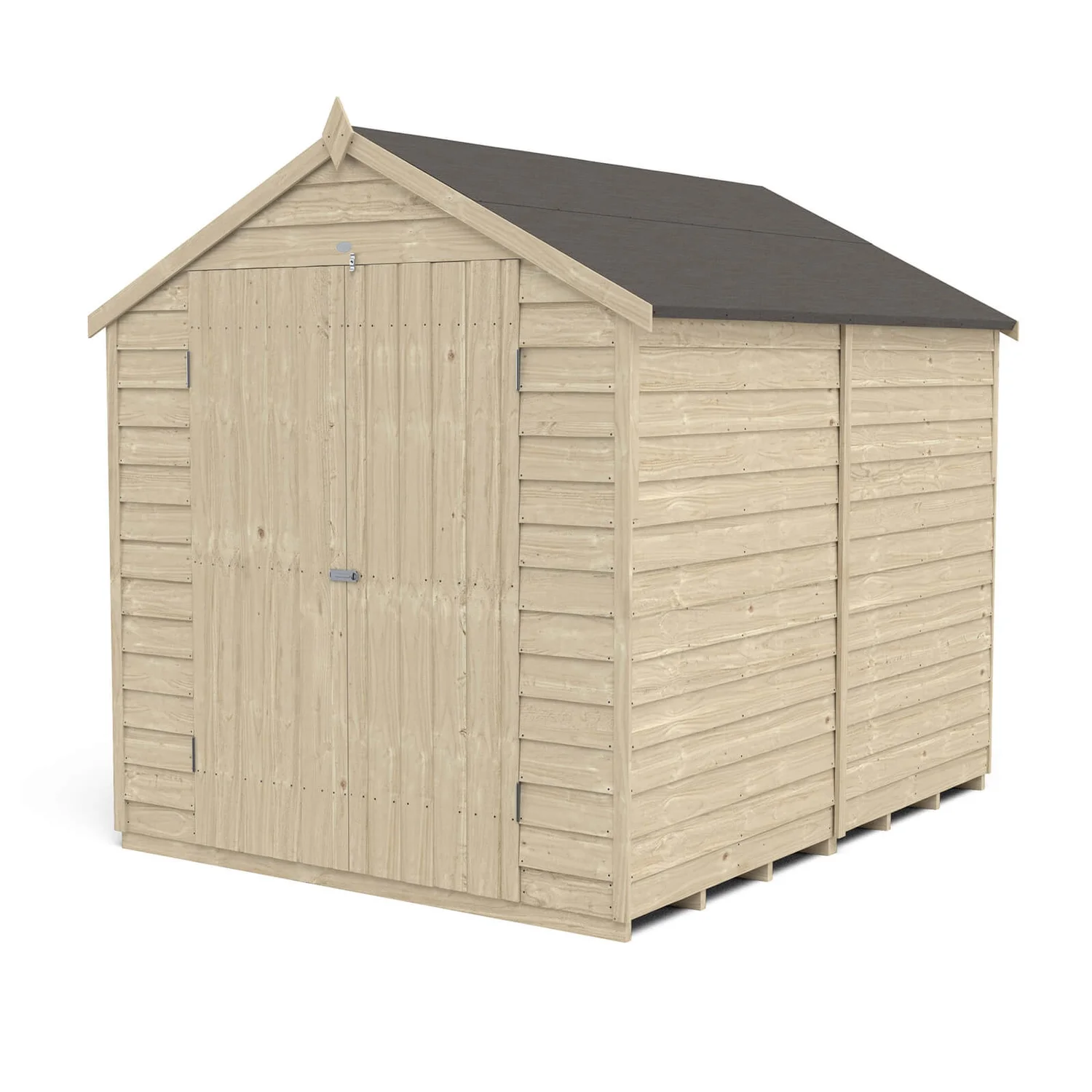 Forest 8 X 6ft Overlap Pressure Treated Apex Shed - Double Door No Windows - Incl. Installation