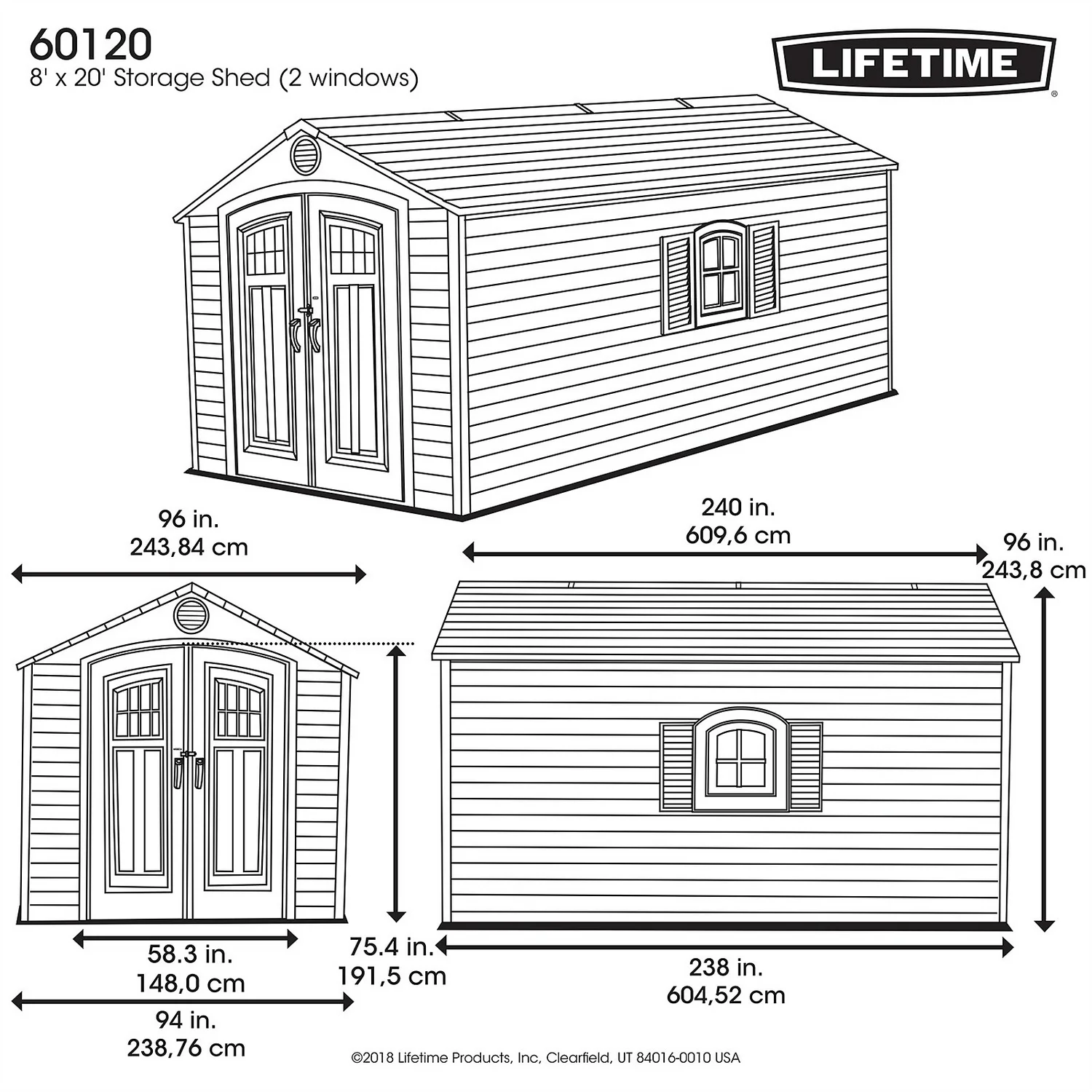 Lifetime 8 X 20 Ft Outdoor Storage Shed - Image 7