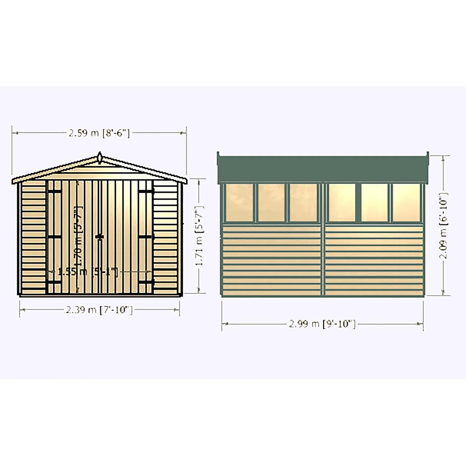 Shire 10 X 8ft Shed Overlap Double Door - Image 9