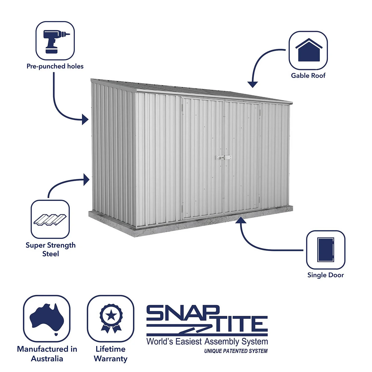 Absco 10 X 5ft Space Saver Metal Pent Shed - Zinc - Image 2