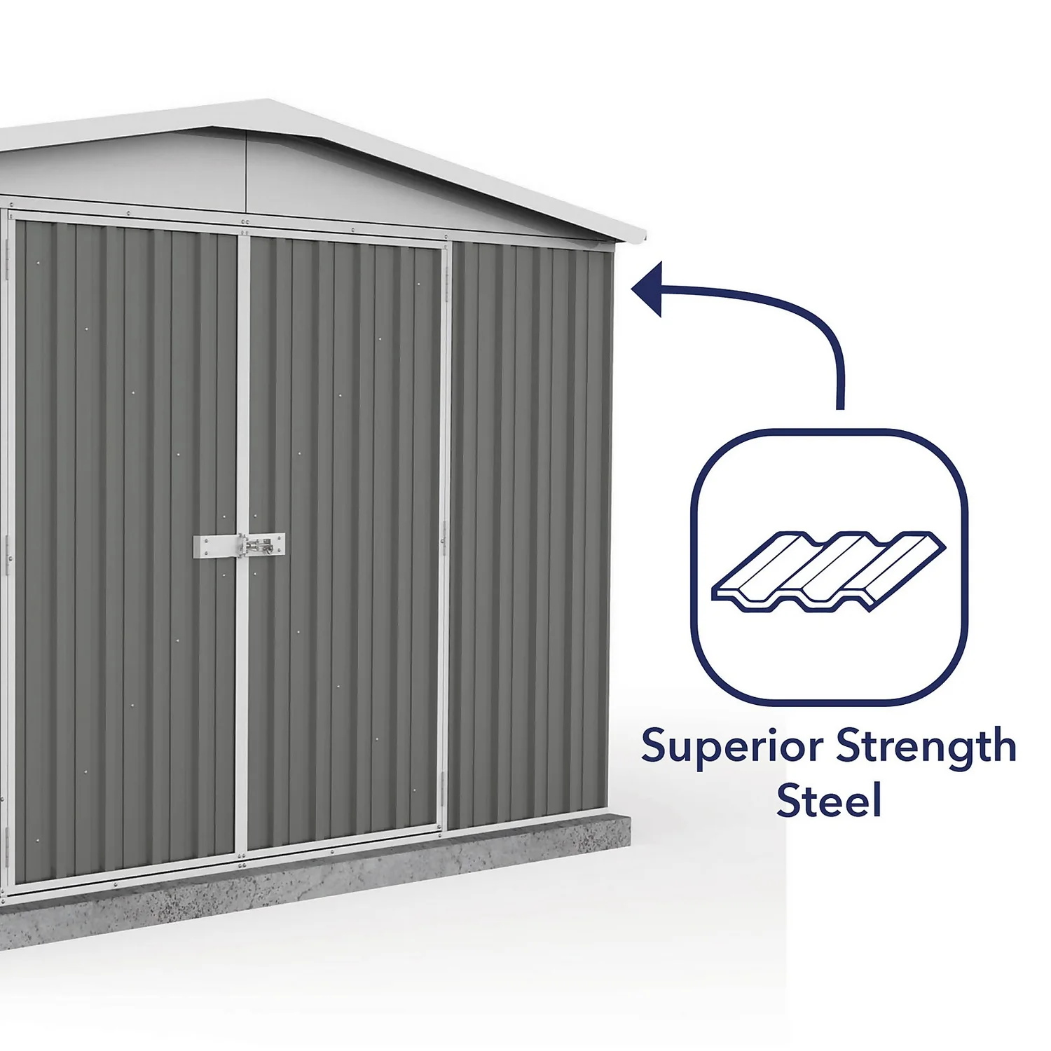 Absco 10 X 10ft Regent Metal Apex Shed - Grey - Image 7