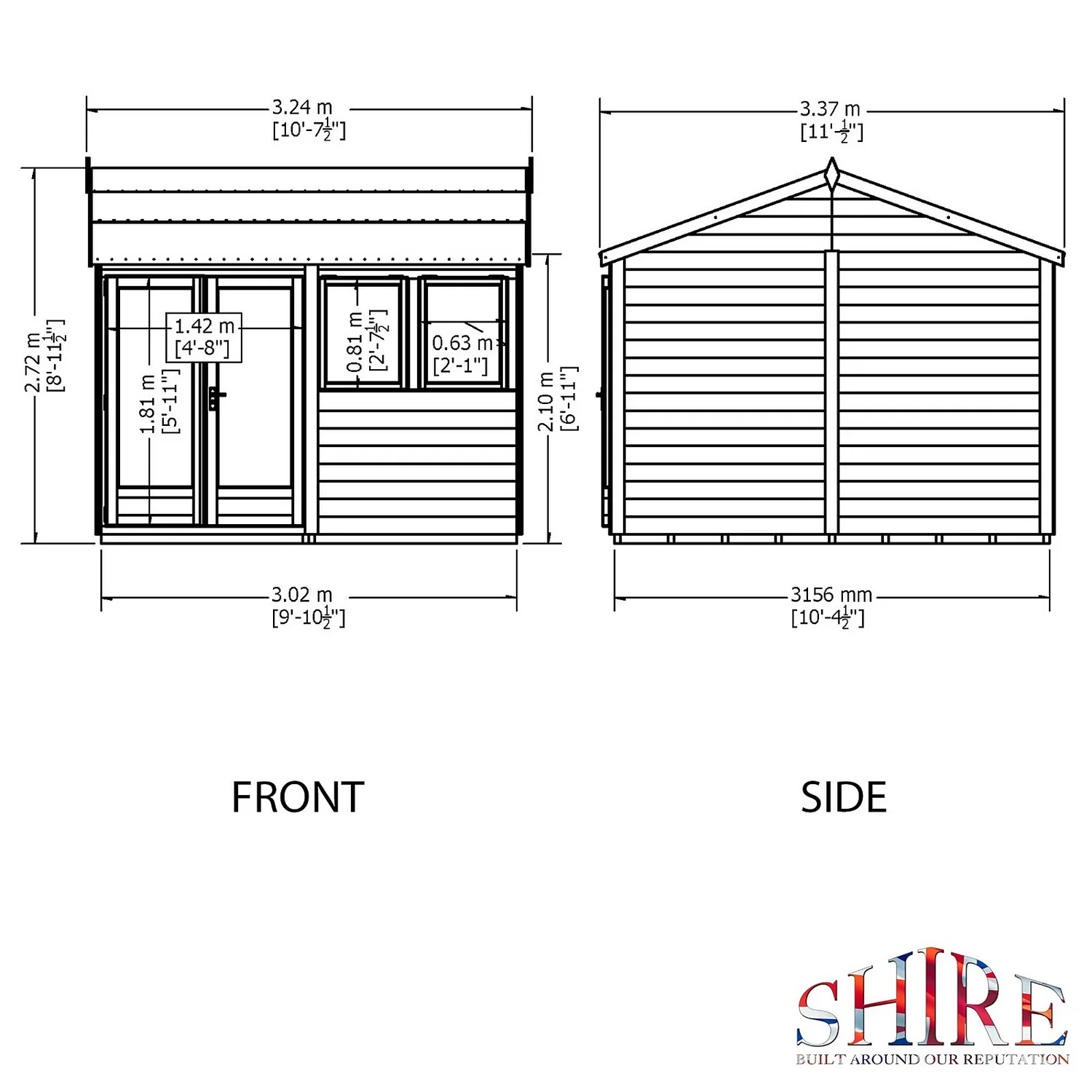 Shire 10 X 10ft Double Door Garden Office - Image 3