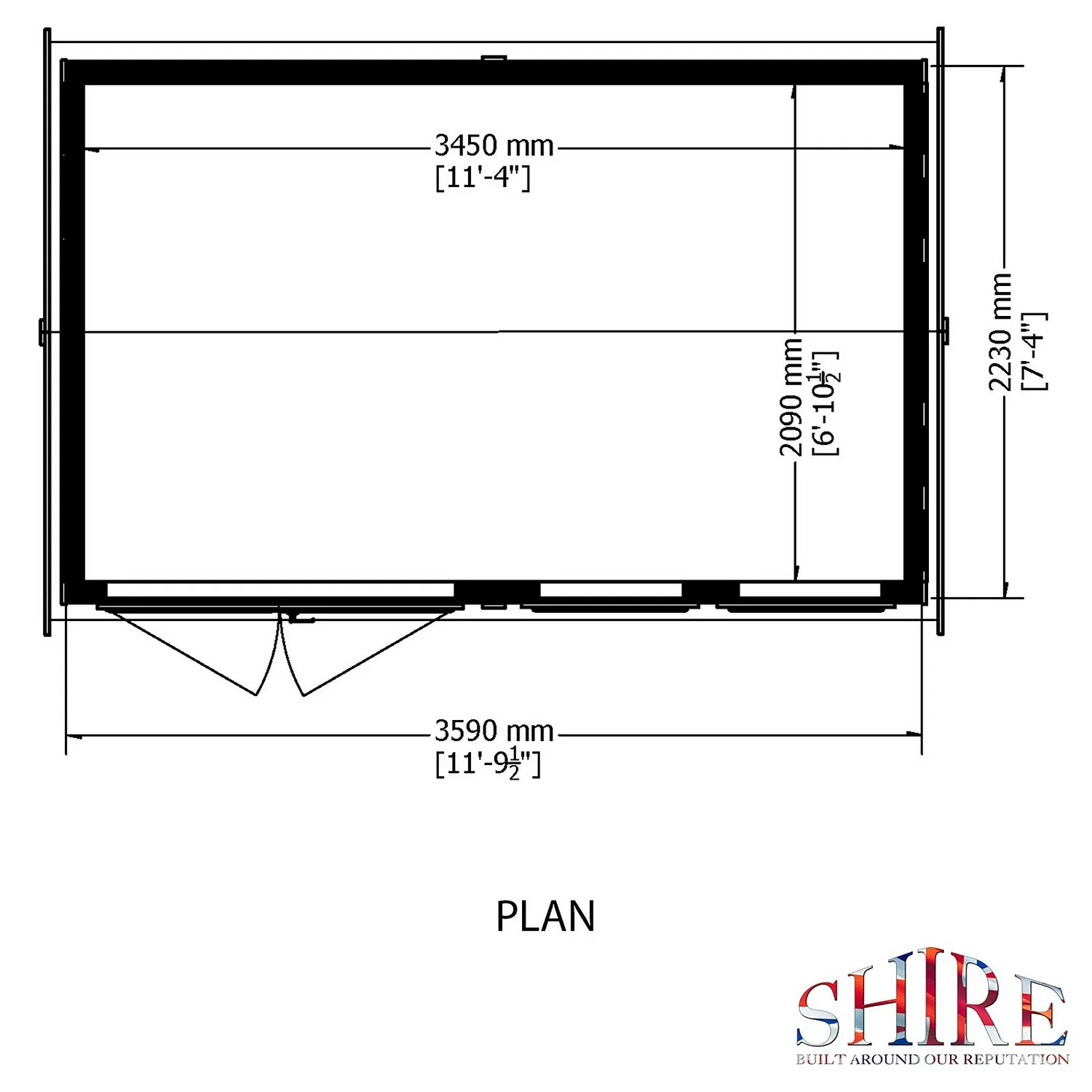 Shire 12 X 7ft Double Door Garden Office - Image 4