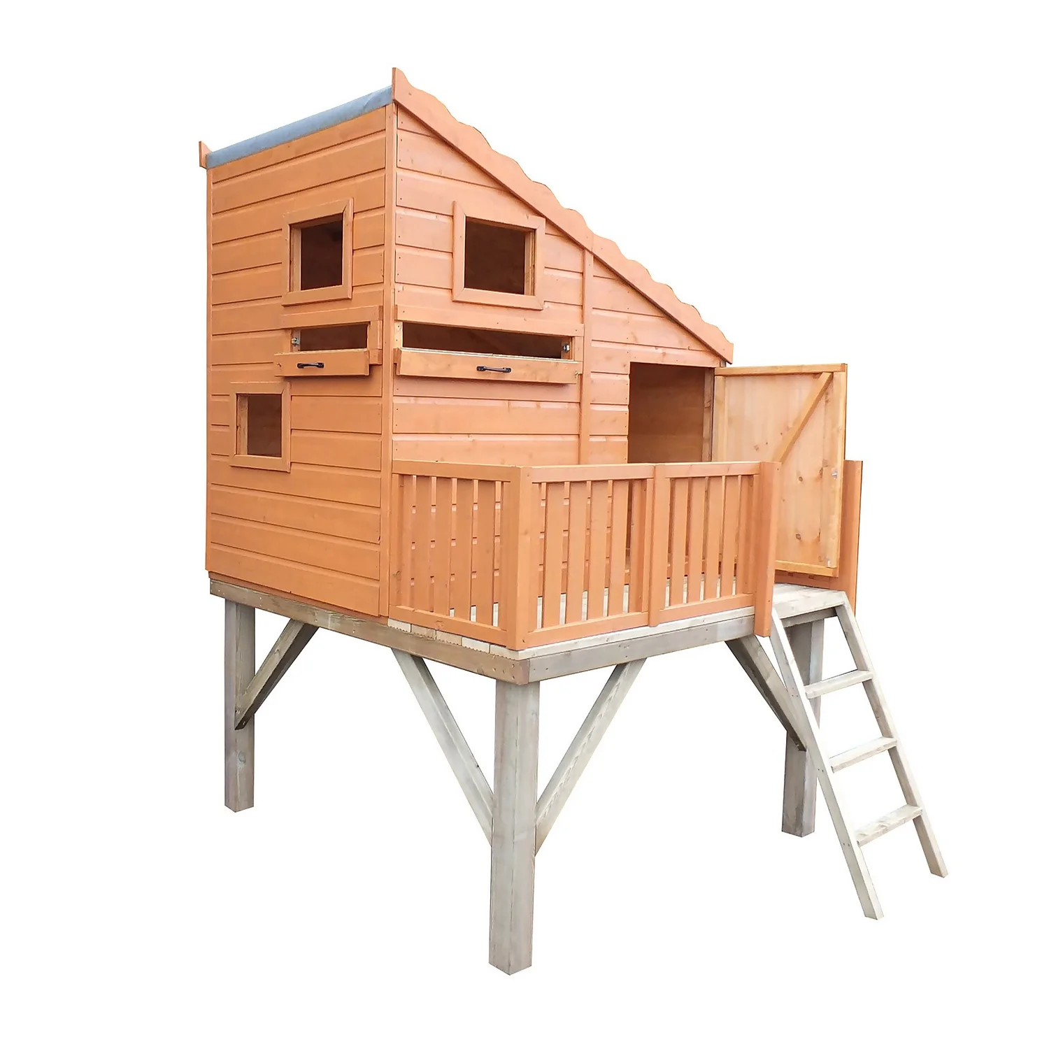 Shire 6x4ft Command Post Wooden Playhouse With Platform - Including Installation
