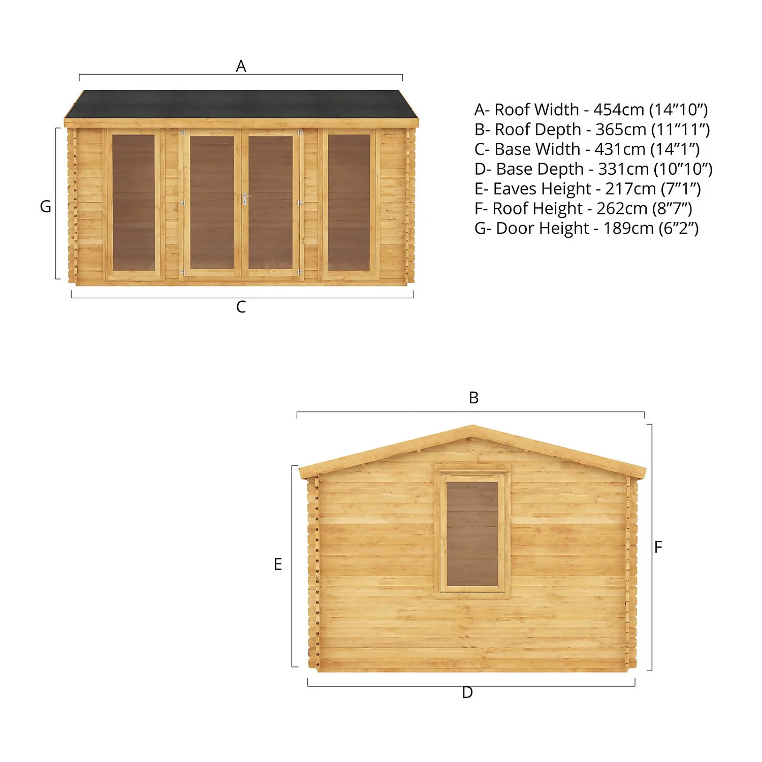 Mercia 4.5m X 3.5m Home Office Log Cabin 44mm - Image 9