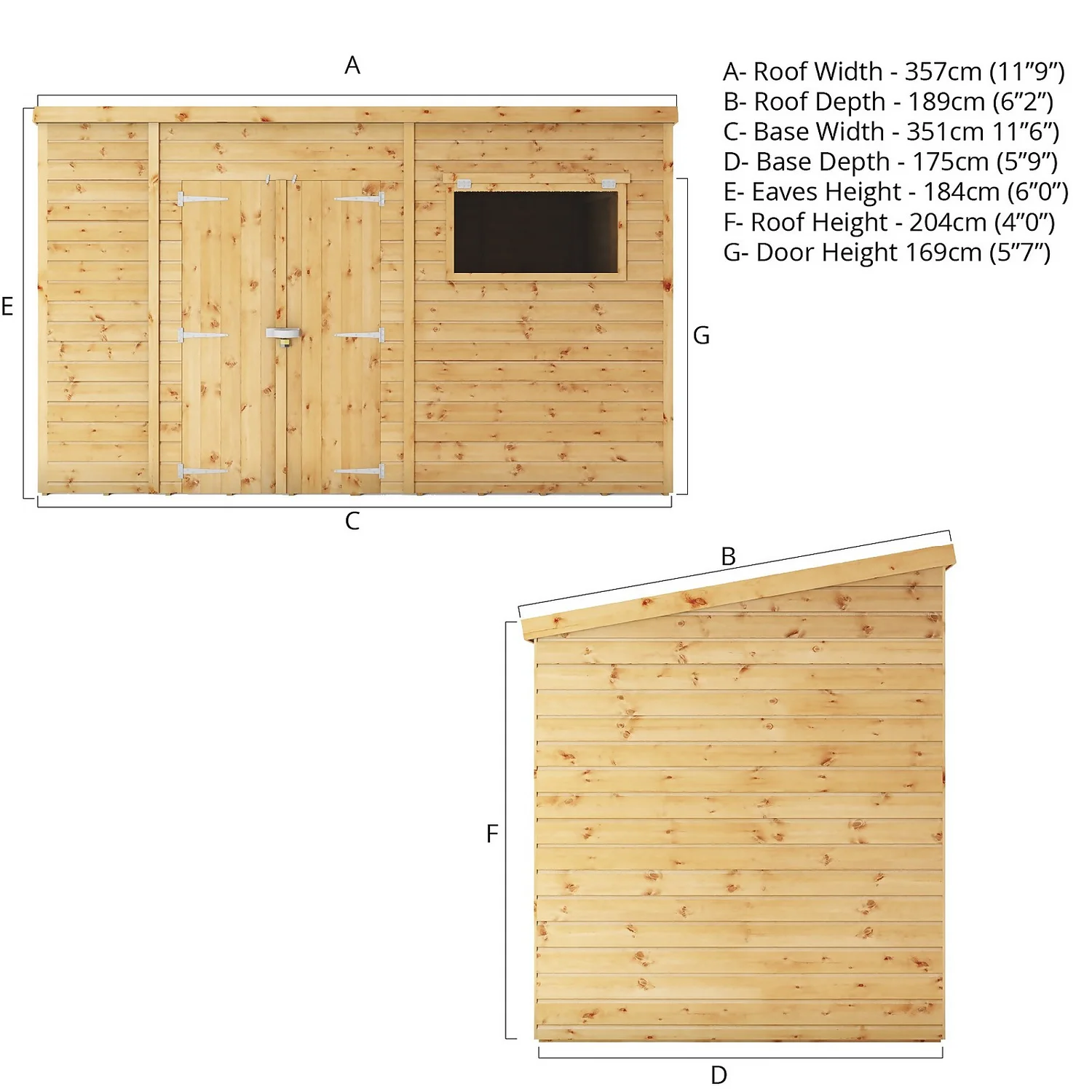 Mercia 12ft X 6ft Premium Shiplap Pent Shed - Image 7