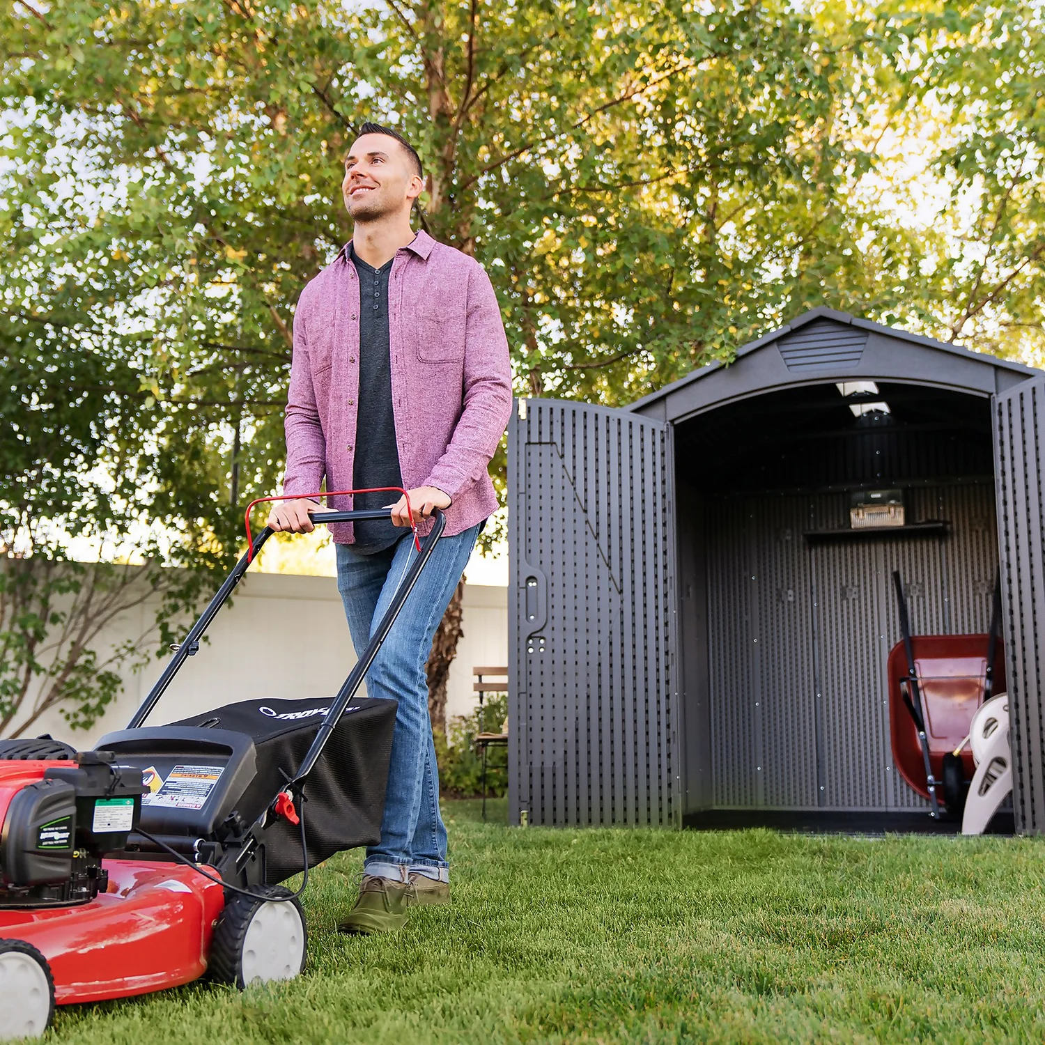 Lifetime 7x7ft Outdoor Storage Shed - Rough-Cut Grey - Image 5